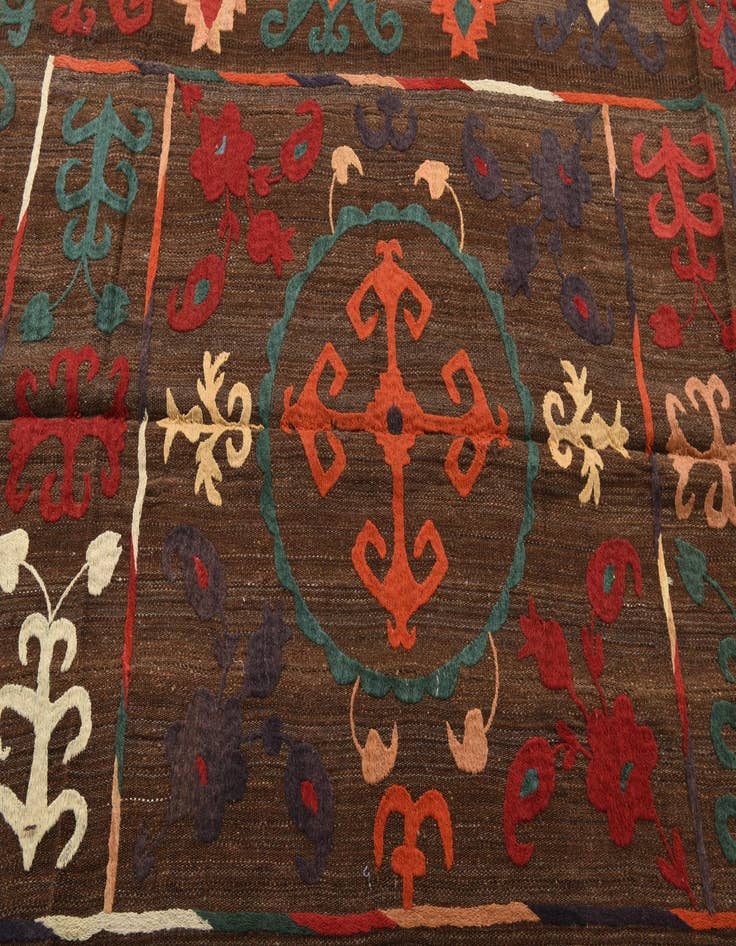 Detail image of  4' 7 x 6' 5  Hand Woven Kilim Modern Wool Rug