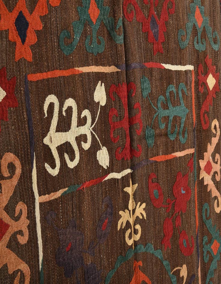 Detail image of  4' 7 x 6' 5  Hand Woven Kilim Modern Wool Rug