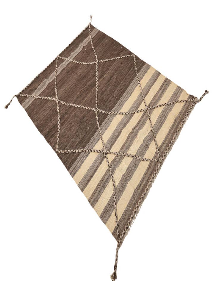 Detail image of  4' 2 x 6'  Hand Woven Kilim Modern Wool Rug