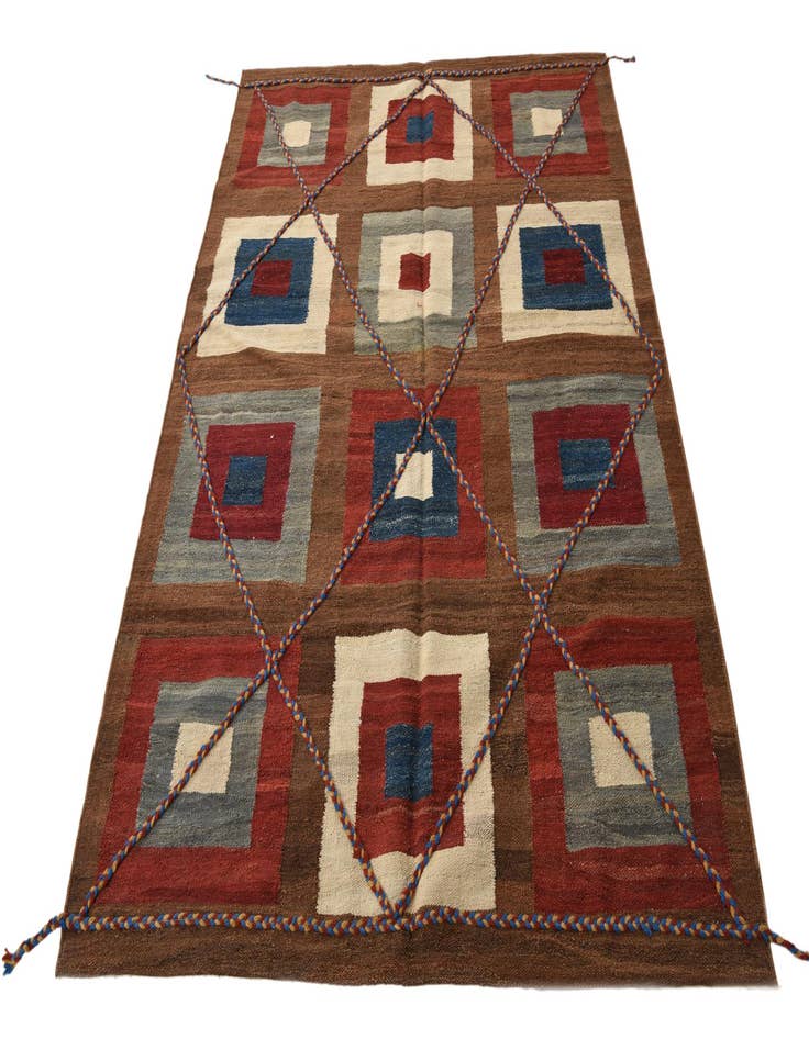 Detail image of  4' 10 x 6' 8  Hand Woven Kilim Modern Wool Rug