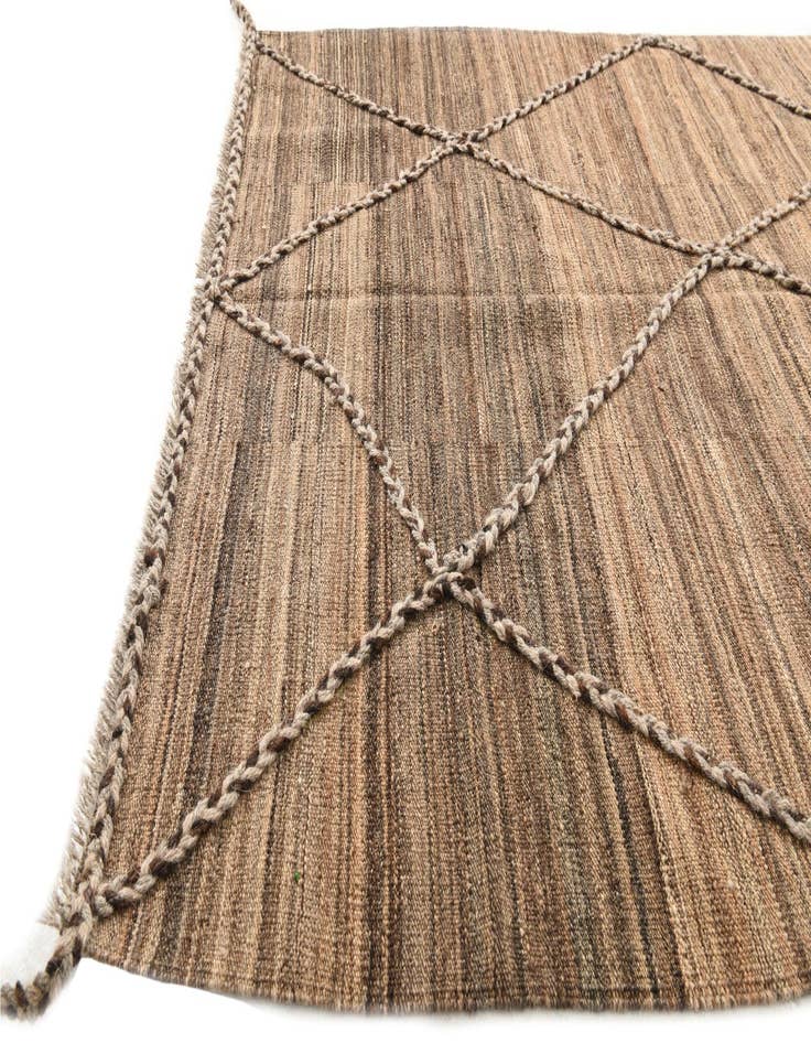 Detail image of  4' 2 x 6'  Hand Woven Kilim Modern Wool Rug