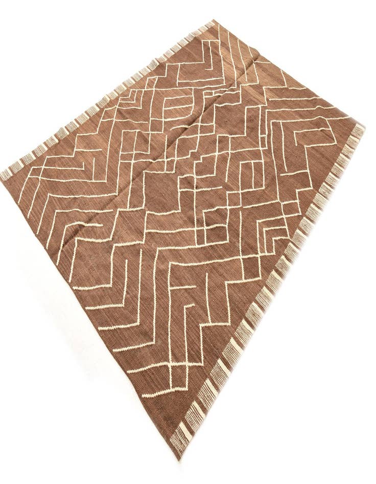 Detail image of  6' 1 x 8'  Hand Woven Kilim Modern Wool Rug