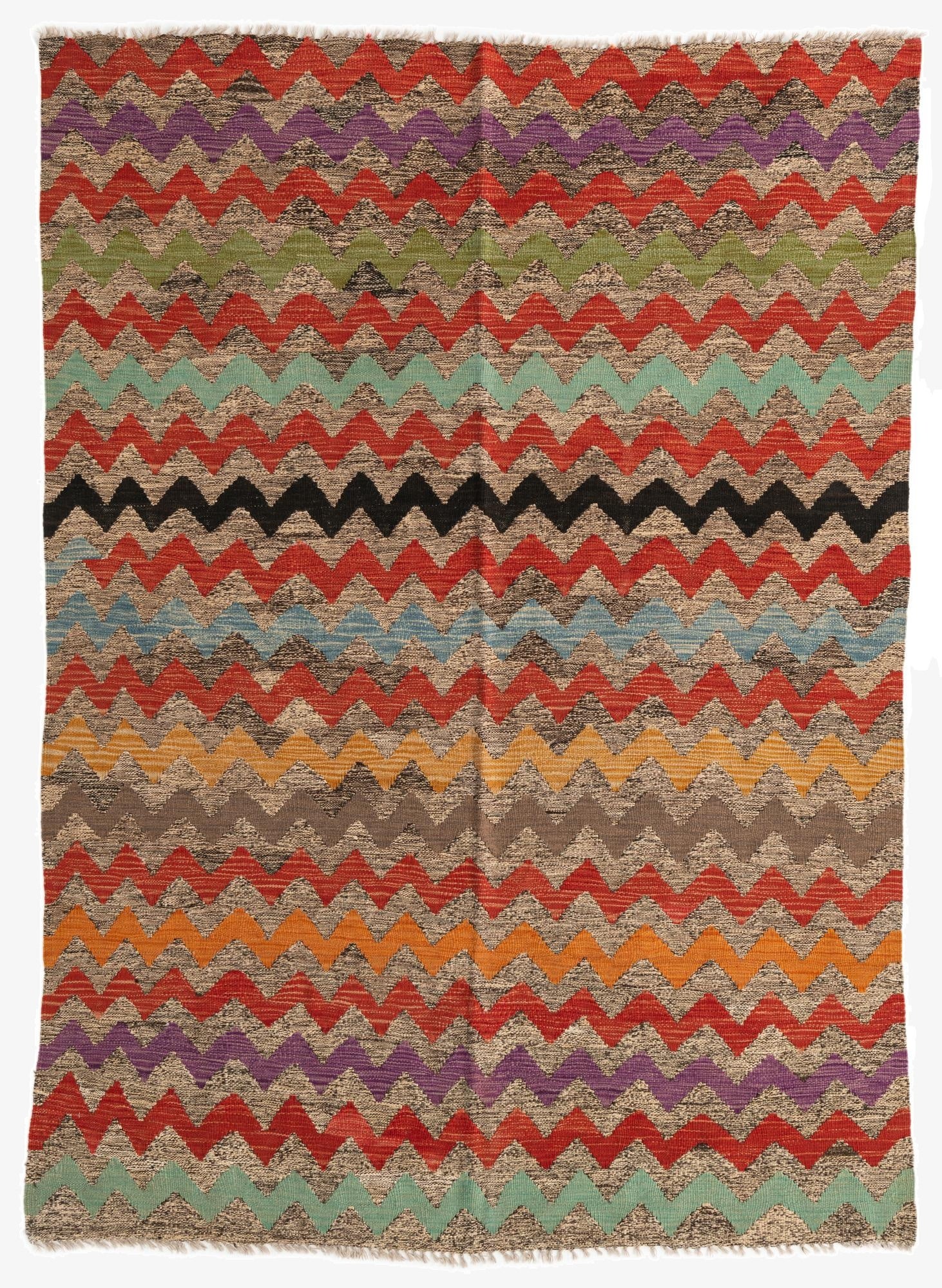  5' 6 x 7' 7  Hand Woven Kilim Modern Wool Rug