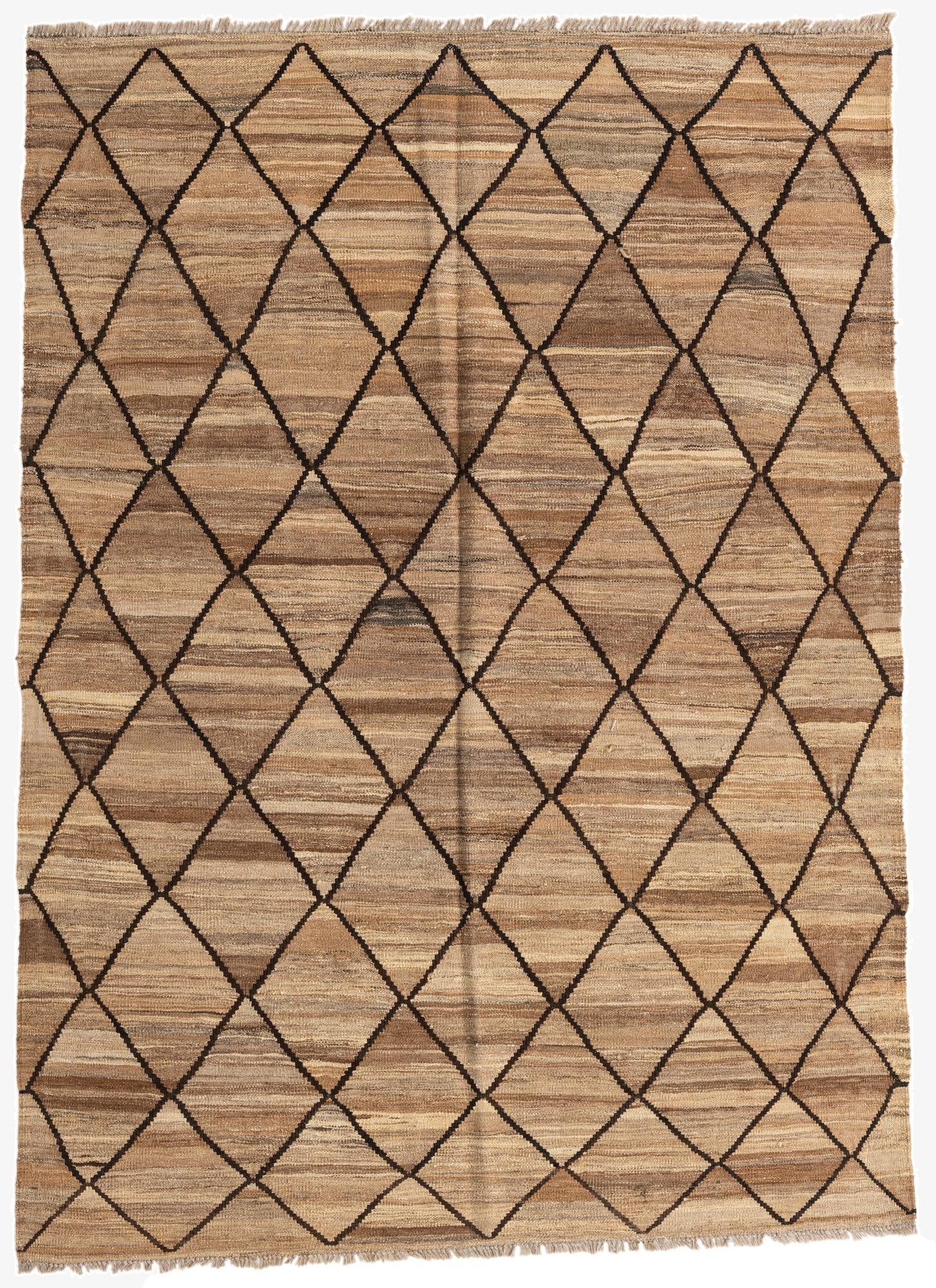  5' 2 x 7' 2  Hand Woven Kilim Modern Wool Rug