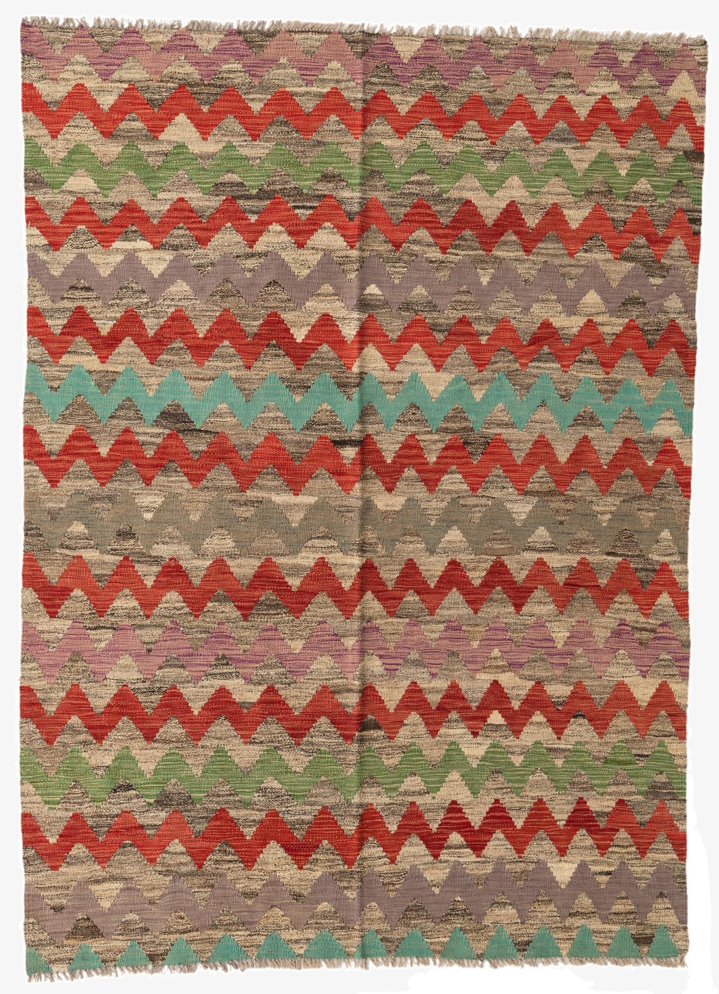  5' 5 x 7' 6  Hand Woven Kilim Modern Wool Rug