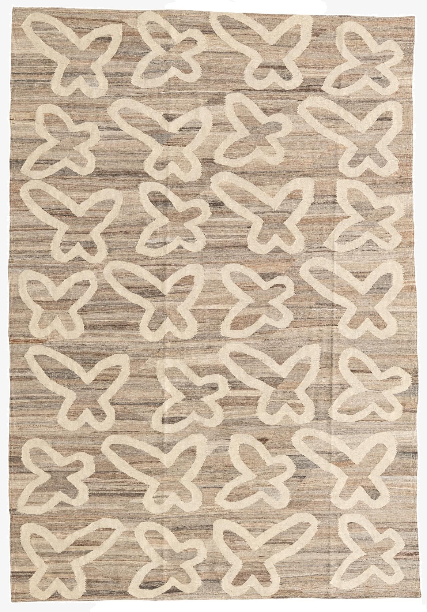  6' 6 x 9' 5  Hand Woven Kilim Modern Wool Rug