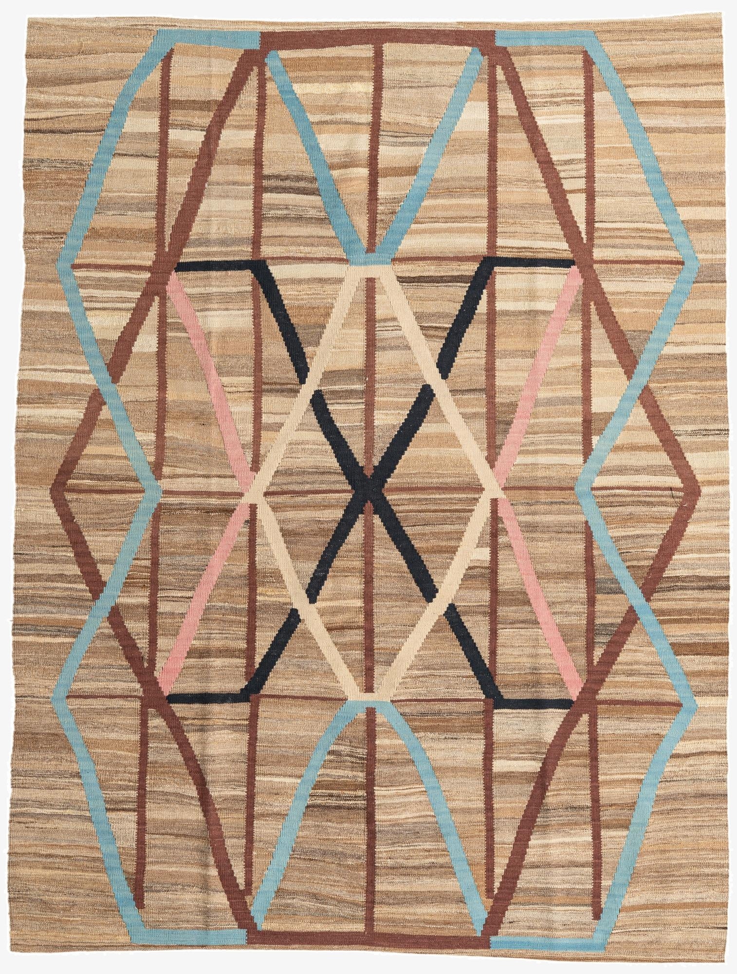  6' x 7' 8  Hand Woven Kilim Modern Wool Rug