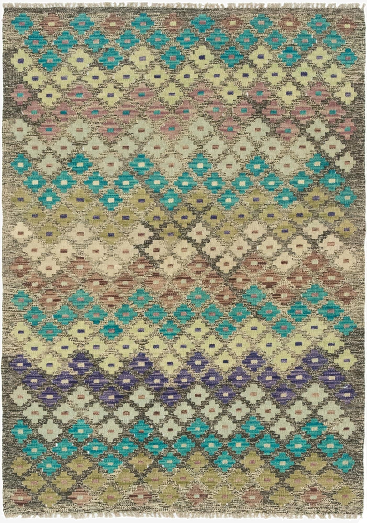  3' 6 x 5'  Hand Woven Kilim Modern Wool Rug