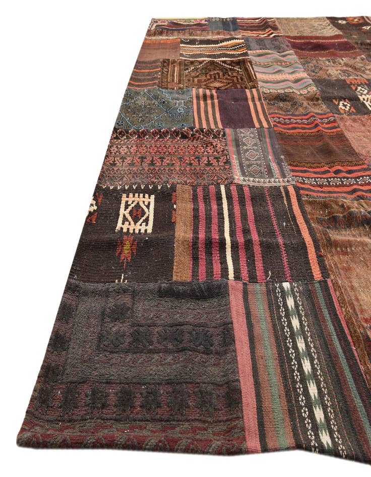 Detail image of  8' 9 x 12' 1  Hand Woven Kilim Patchwork Wool Rug