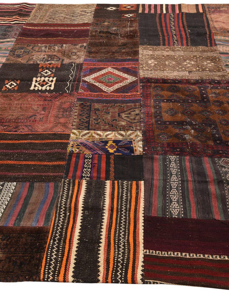 Detail image of  8' 9 x 12' 1  Hand Woven Kilim Patchwork Wool Rug