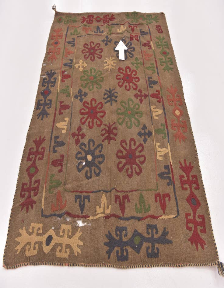 Detail image of  4' 10 x 6' 4  Hand Woven Kilim Suzani Wool Rug