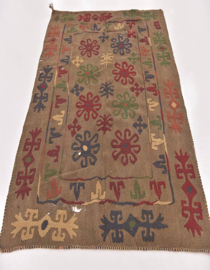 Detail image of  4' 10 x 6' 4  Hand Woven Kilim Suzani Wool Rug