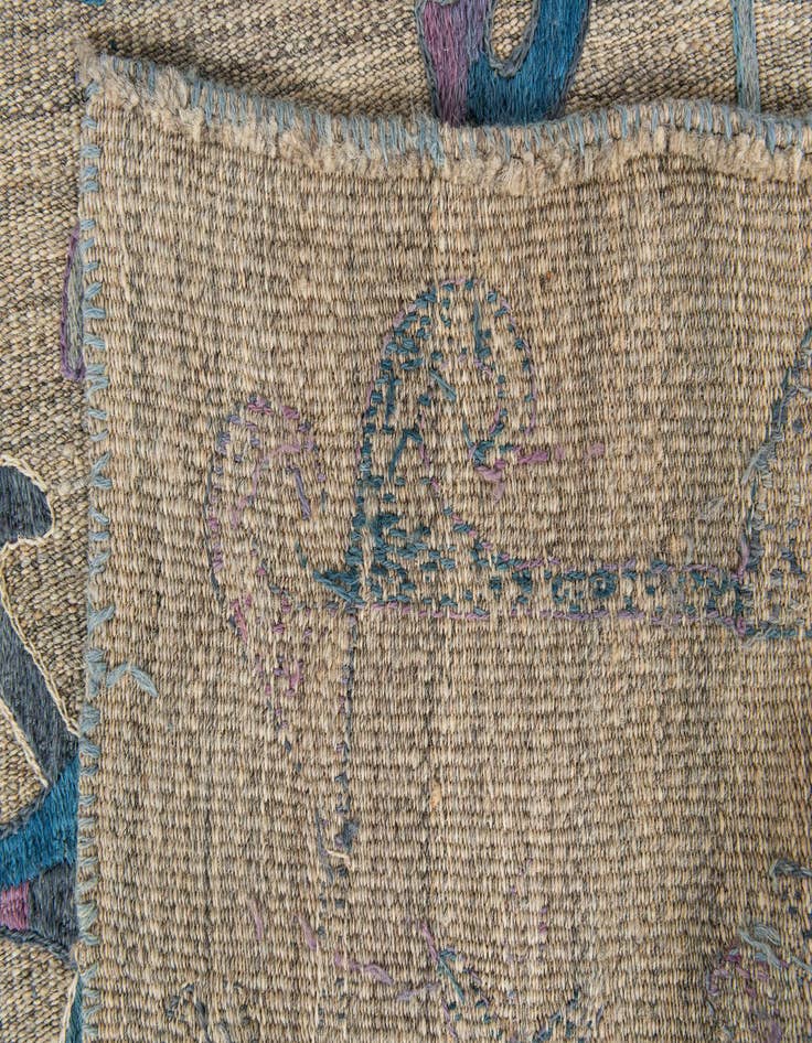 Detail image of  5' 8 x 7'  Hand Woven Kilim Suzani Wool Rug