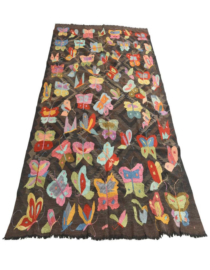 Detail image of  5' 4 x 7' 8  Hand Woven Kilim Suzani Wool Rug