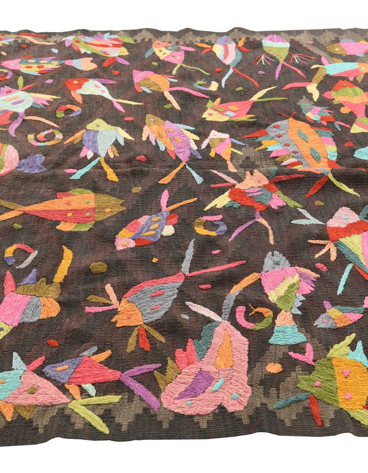 Detail image of  5' x 6' 2  Hand Woven Kilim Suzani Wool Rug