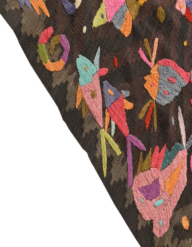 Detail image of  5' x 6' 2  Hand Woven Kilim Suzani Wool Rug