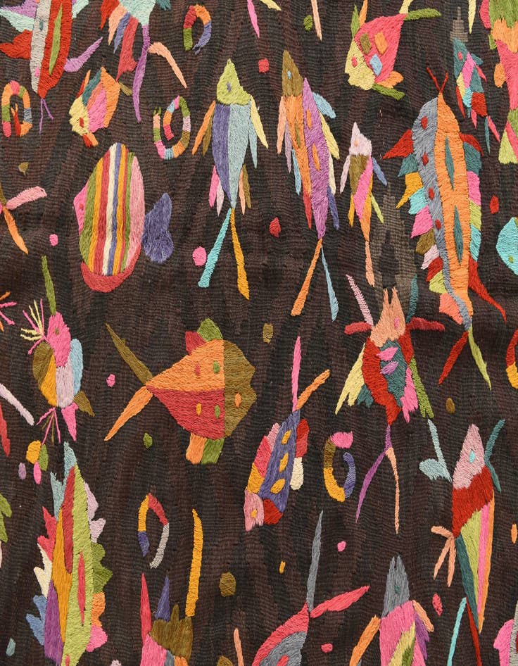 Detail image of  5' x 6' 2  Hand Woven Kilim Suzani Wool Rug