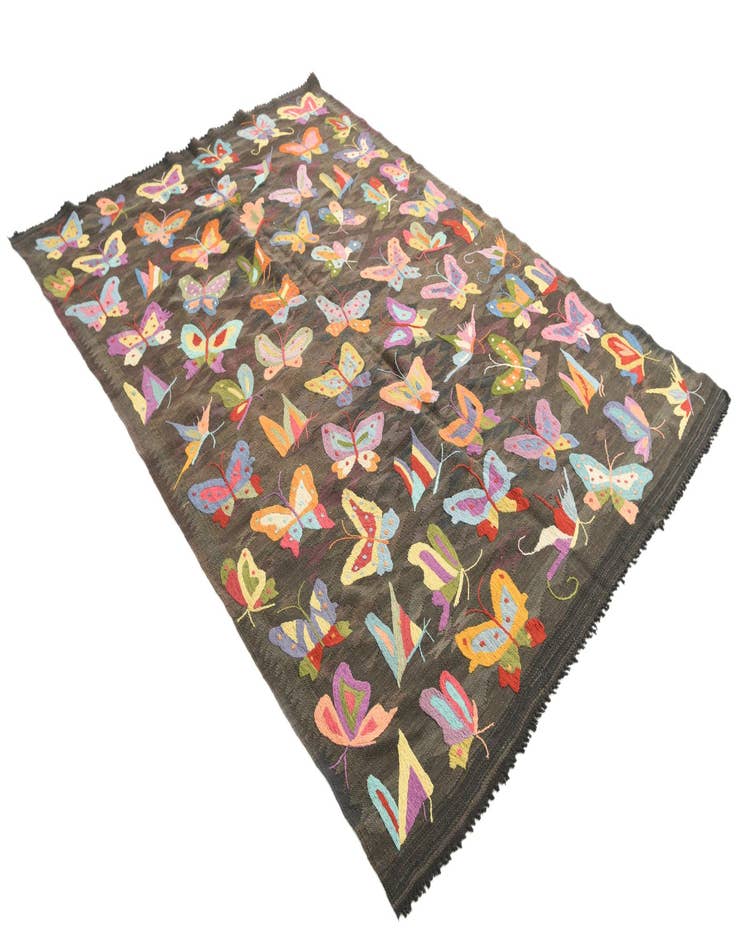 Detail image of  5' 3 x 7' 9  Hand Woven Kilim Suzani Wool Rug