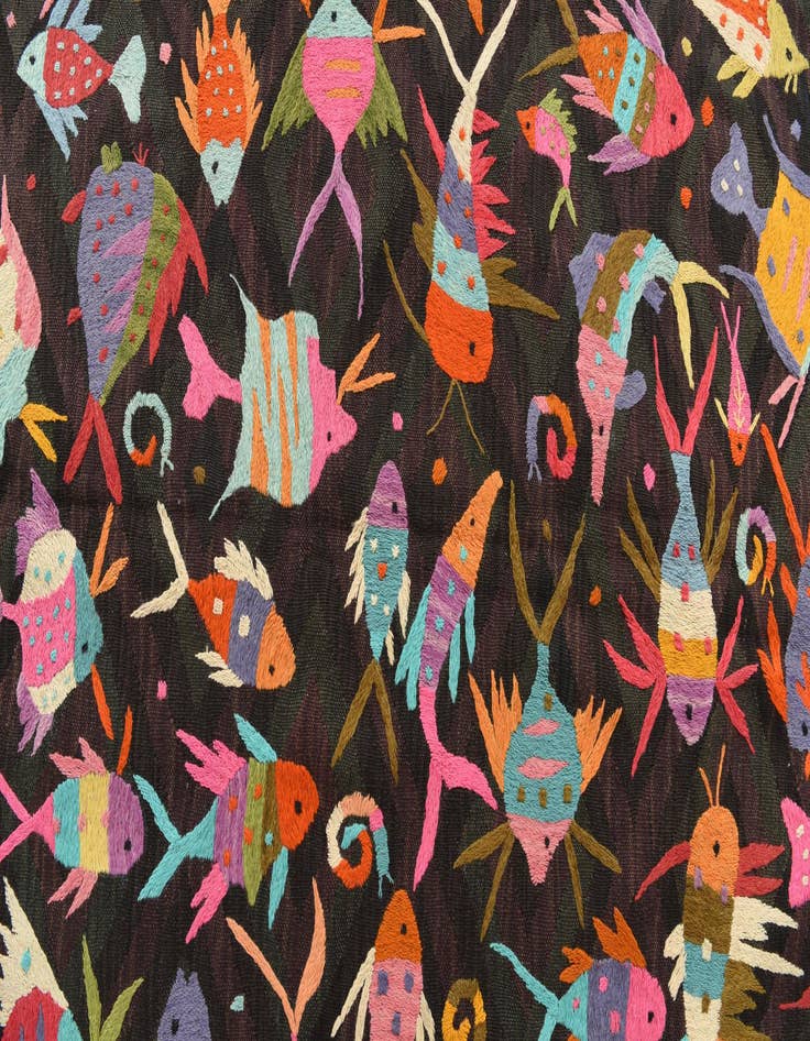 Detail image of  4' 7 x 6' 3  Hand Woven Kilim Suzani Wool Rug