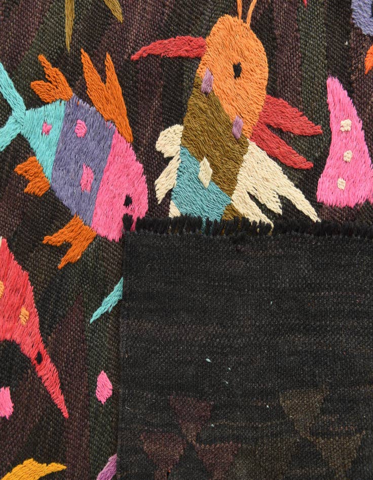 Detail image of  4' 7 x 6' 3  Hand Woven Kilim Suzani Wool Rug