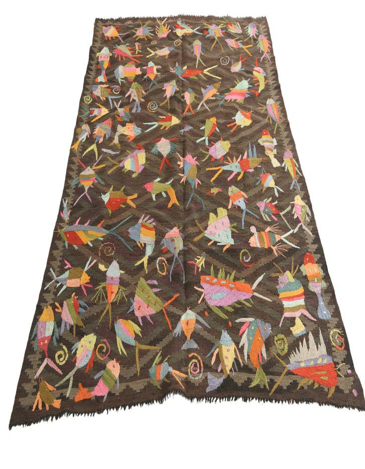 Detail image of  4' 9 x 6' 10  Hand Woven Kilim Suzani Wool Rug