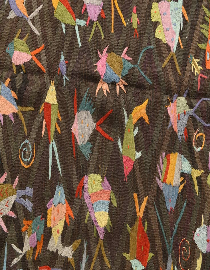 Detail image of  4' 9 x 6' 10  Hand Woven Kilim Suzani Wool Rug