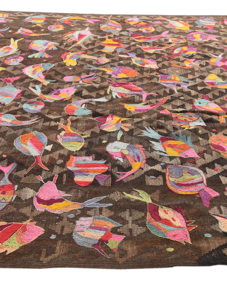 Detail image of  7' x 9' 4  Hand Woven Kilim Suzani Wool Rug