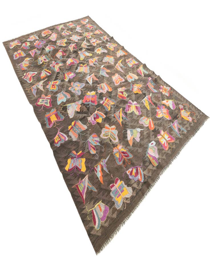 Detail image of  6' 4 x 9' 10  Hand Woven Kilim Suzani Wool Rug