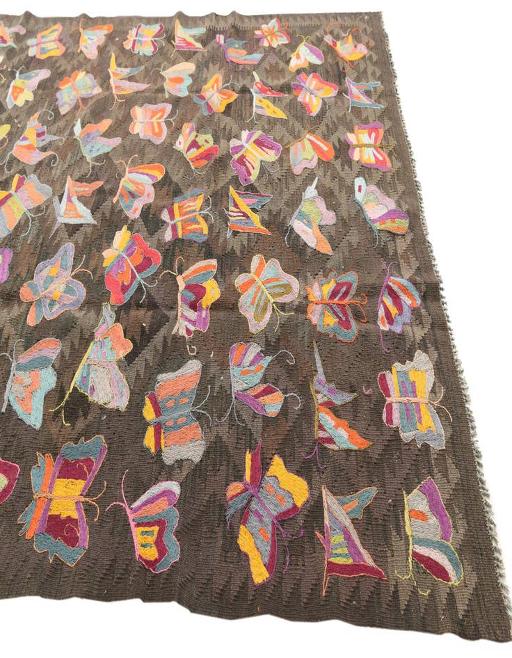 Detail image of  6' 4 x 9' 10  Hand Woven Kilim Suzani Wool Rug