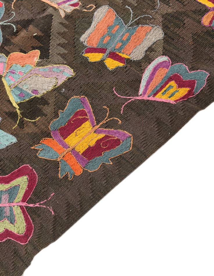 Detail image of  6' 4 x 9' 10  Hand Woven Kilim Suzani Wool Rug