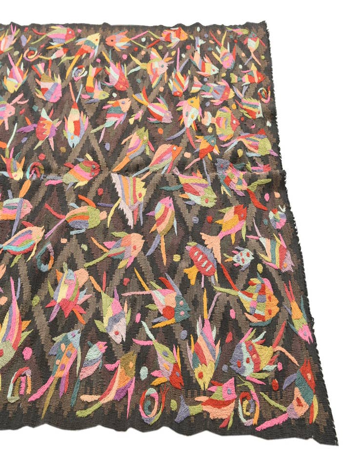 Detail image of  4' 7 x 6' 4  Hand Woven Kilim Suzani Wool Rug