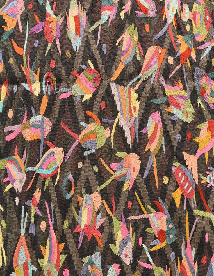 Detail image of  4' 7 x 6' 4  Hand Woven Kilim Suzani Wool Rug