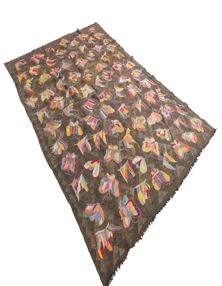 Detail image of  6' 4 x 9' 2  Hand Woven Kilim Suzani Wool Rug