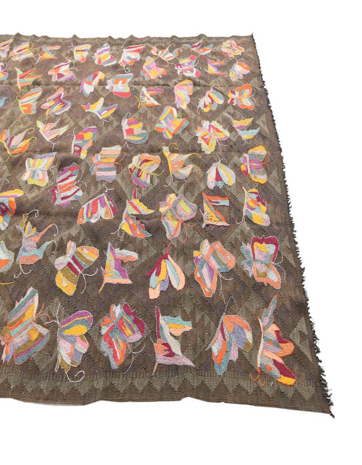 Detail image of  6' 4 x 9' 2  Hand Woven Kilim Suzani Wool Rug