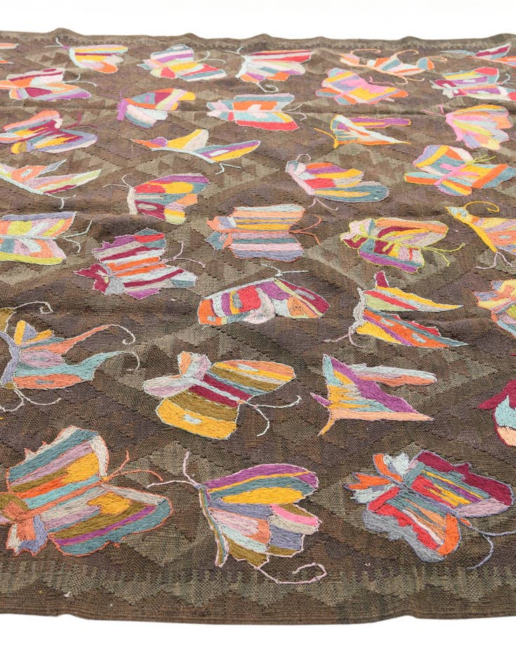 Detail image of  6' 4 x 9' 2  Hand Woven Kilim Suzani Wool Rug