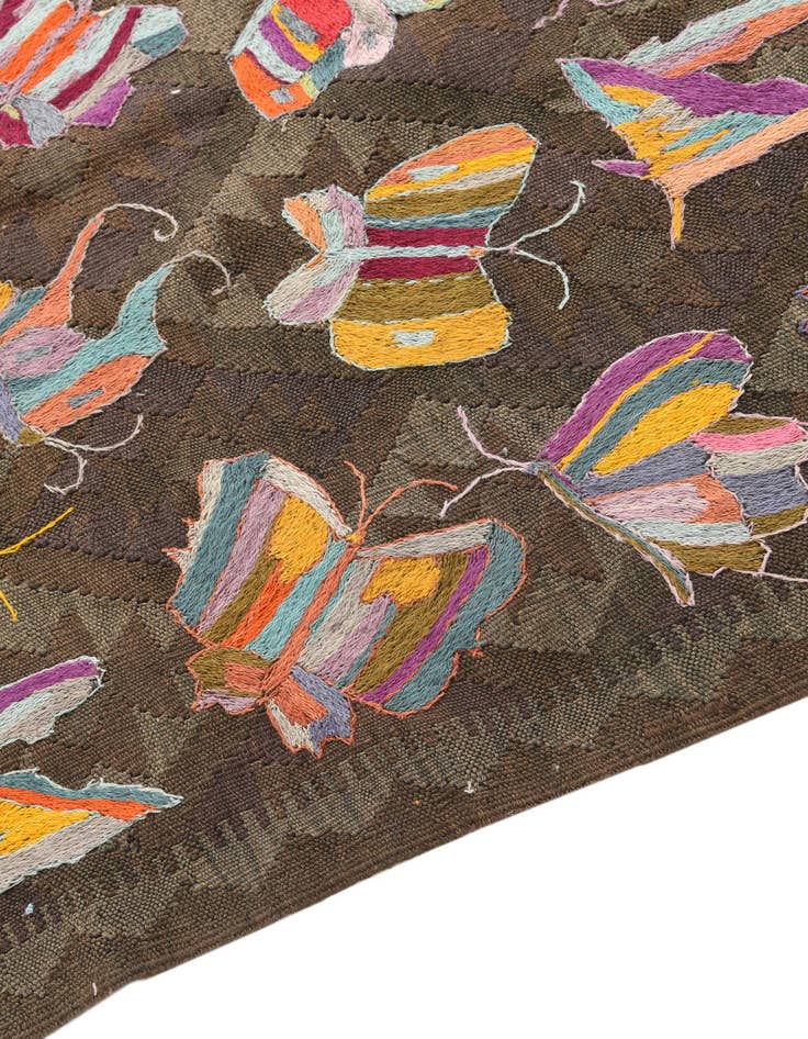 Detail image of  6' 4 x 9' 2  Hand Woven Kilim Suzani Wool Rug