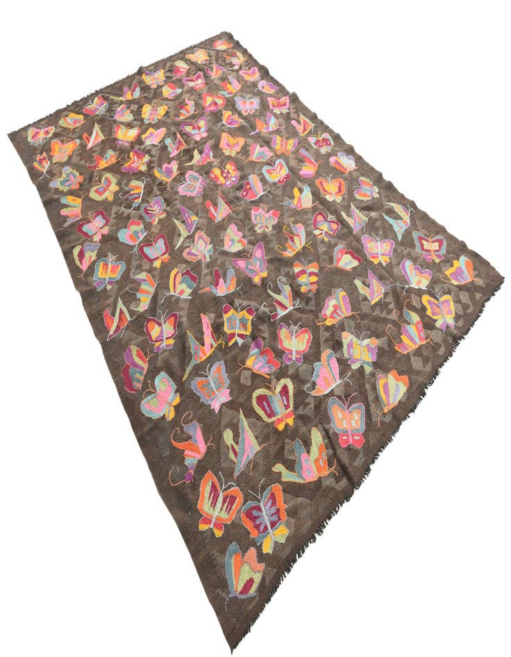 Detail image of  6' 6 x 9' 5  Hand Woven Kilim Suzani Wool Rug