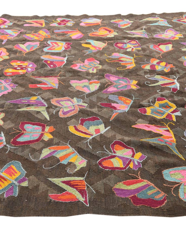 Detail image of  6' 6 x 9' 5  Hand Woven Kilim Suzani Wool Rug