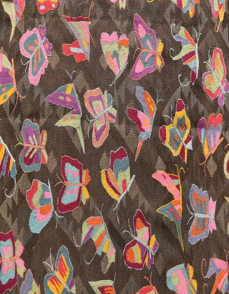 Detail image of  6' 6 x 9' 5  Hand Woven Kilim Suzani Wool Rug