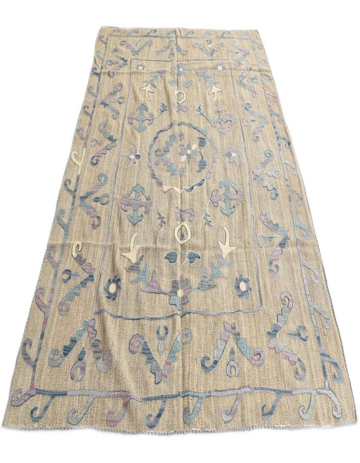 Detail image of  5' 8 x 7' 8  Hand Woven Kilim Suzani Wool Rug