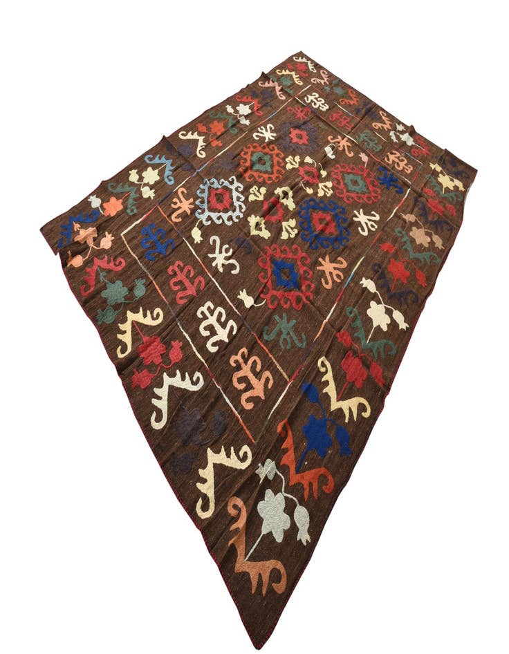 Detail image of  6' 4 x 9' 3  Hand Woven Kilim Suzani Wool Rug