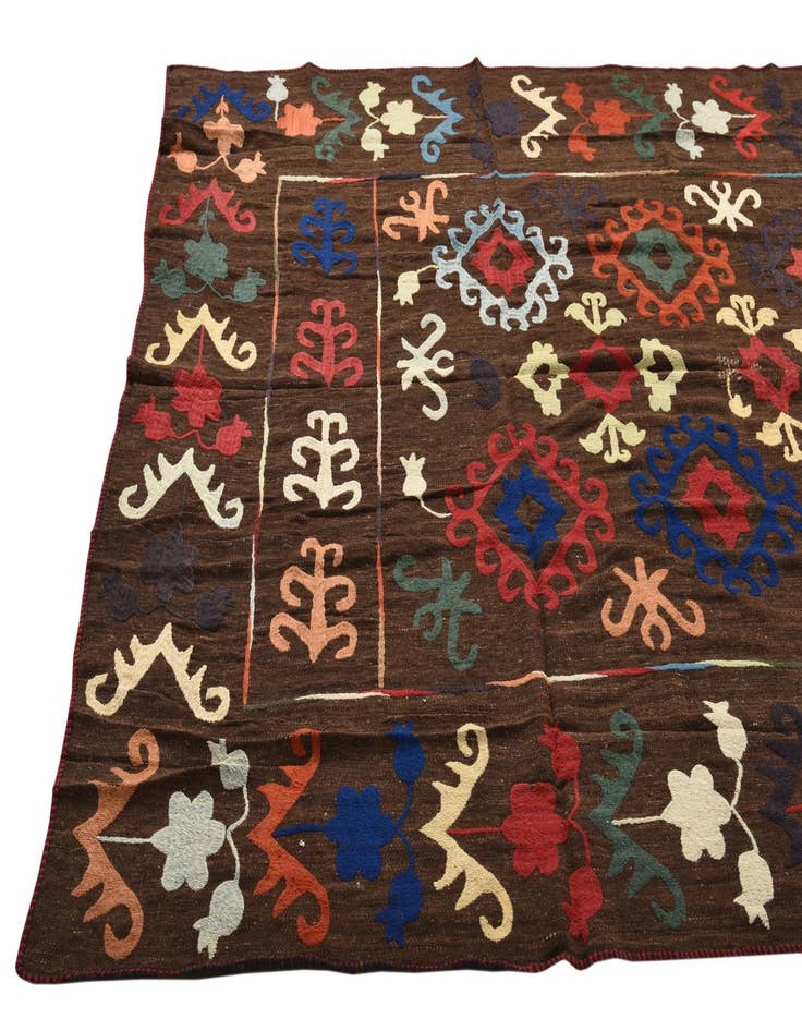 Detail image of  6' 4 x 9' 3  Hand Woven Kilim Suzani Wool Rug