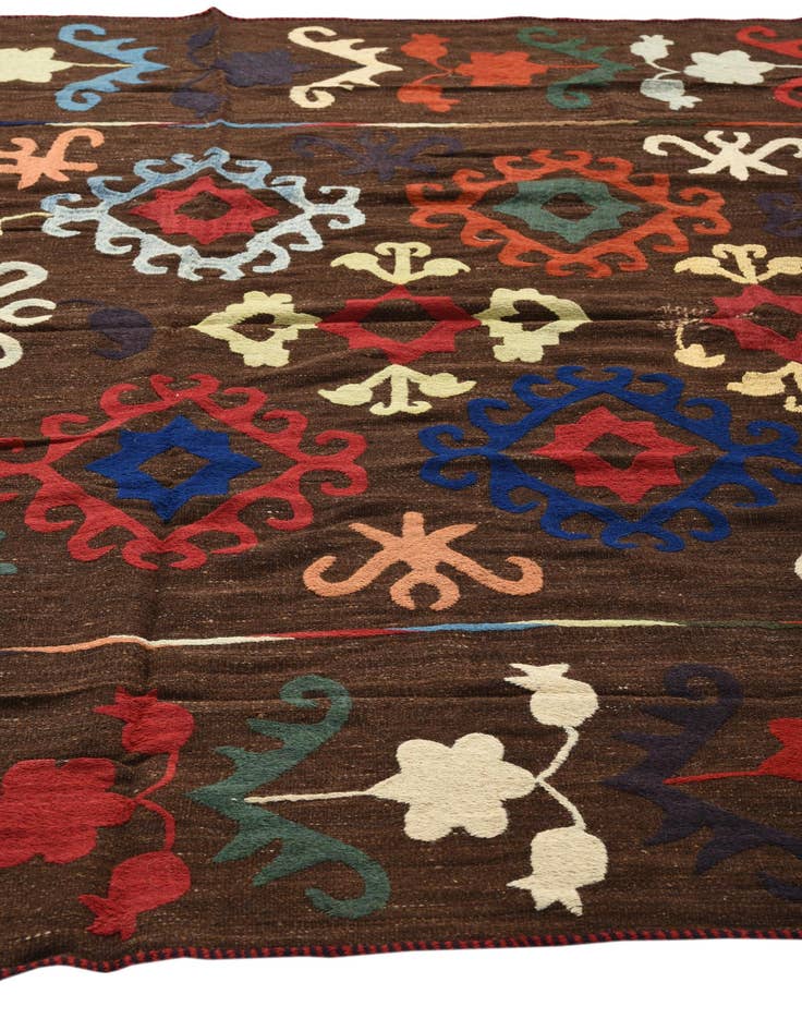 Detail image of  6' 4 x 9' 3  Hand Woven Kilim Suzani Wool Rug