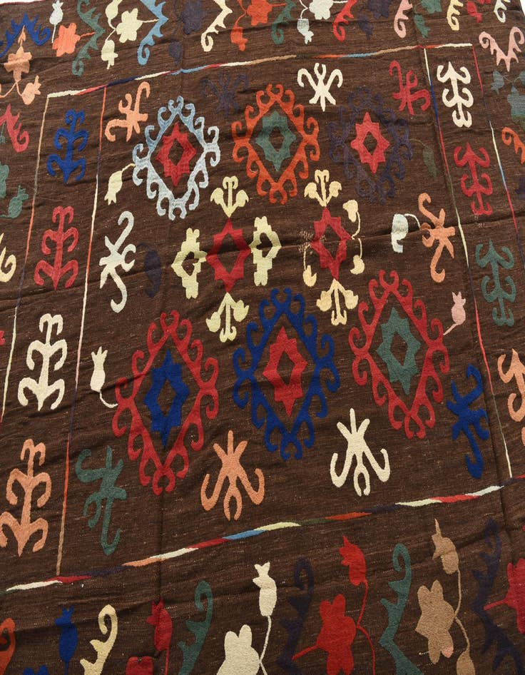 Detail image of  6' 4 x 9' 3  Hand Woven Kilim Suzani Wool Rug