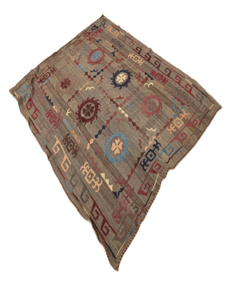 Detail image of  4' 9 x 5' 8  Hand Woven Kilim Suzani Wool Rug