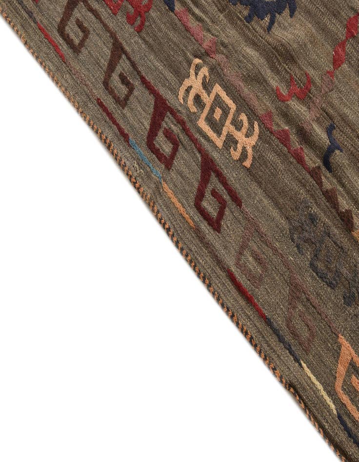 Detail image of  4' 9 x 5' 8  Hand Woven Kilim Suzani Wool Rug