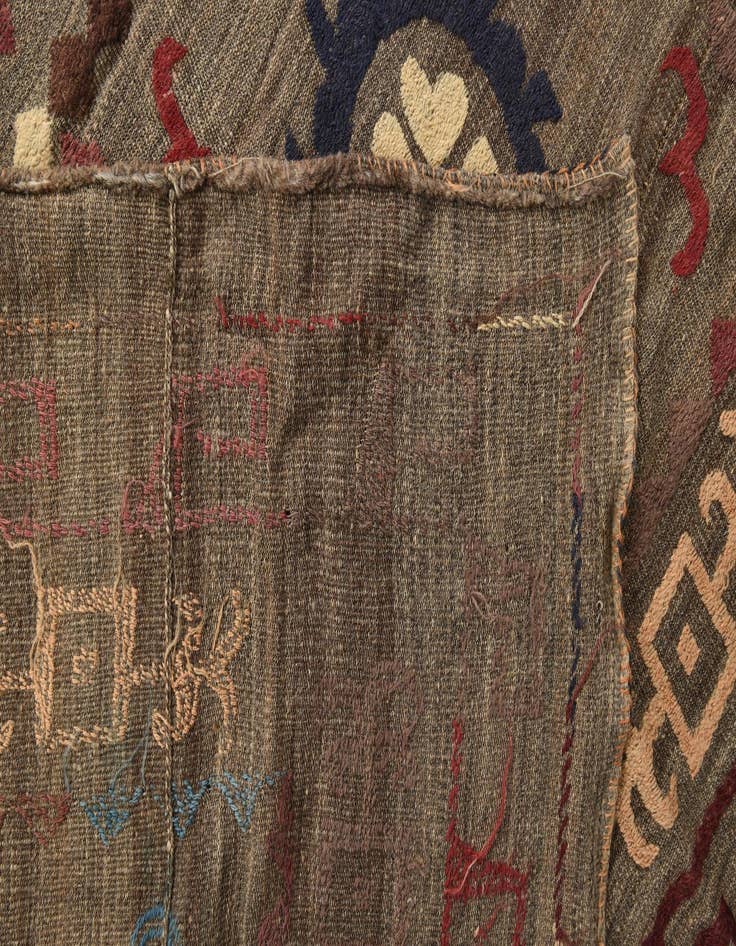 Detail image of  4' 9 x 5' 8  Hand Woven Kilim Suzani Wool Rug