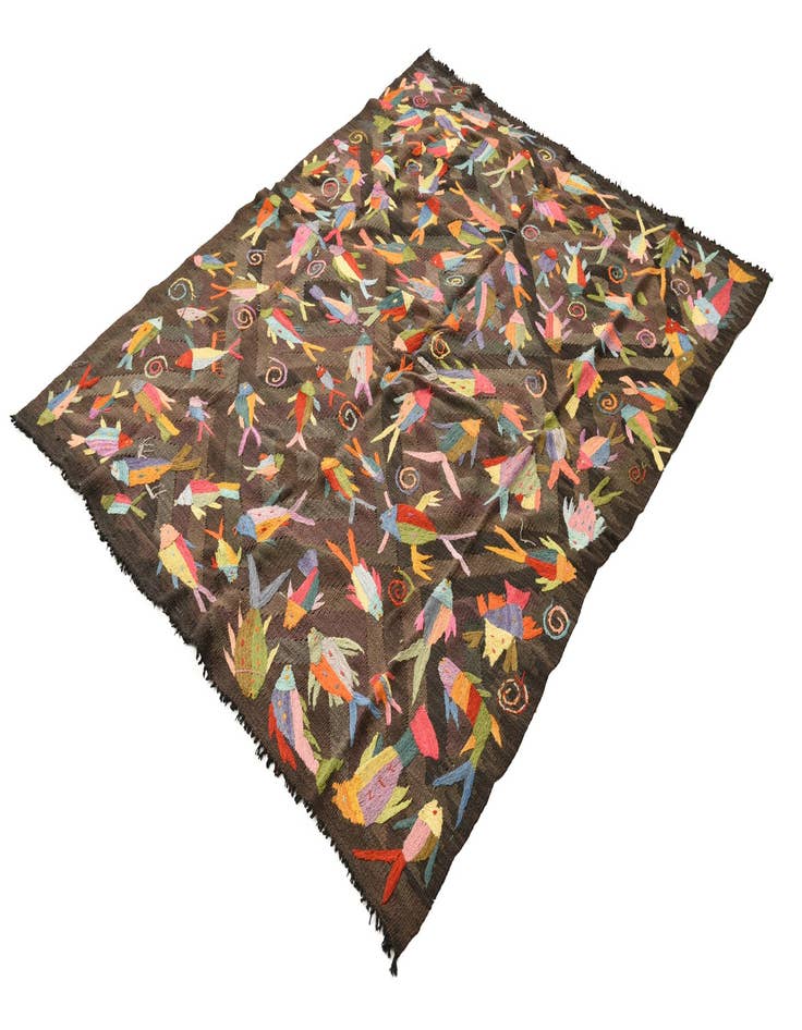 Detail image of  4' 10 x 6' 1  Hand Woven Kilim Suzani Wool Rug