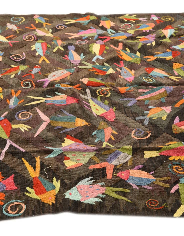 Detail image of  4' 10 x 6' 1  Hand Woven Kilim Suzani Wool Rug