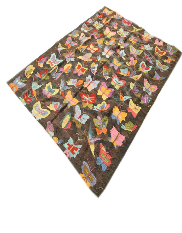 Detail image of  5' 3 x 7' 4  Hand Woven Kilim Suzani Wool Rug